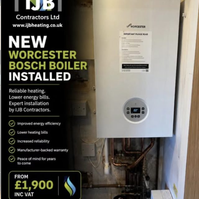 New Worcester Bosch boiler installed from £1,900 inc VAT. Gas Safe registered.