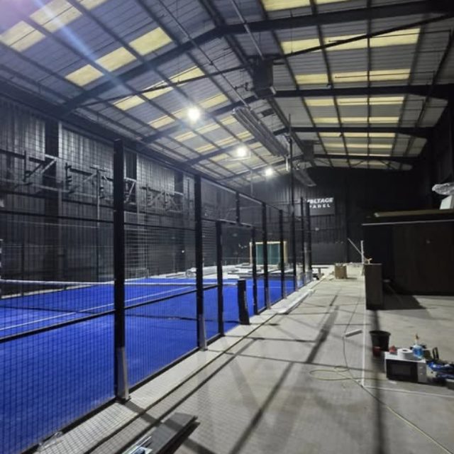 Padel court build — services installed and ready for handover.